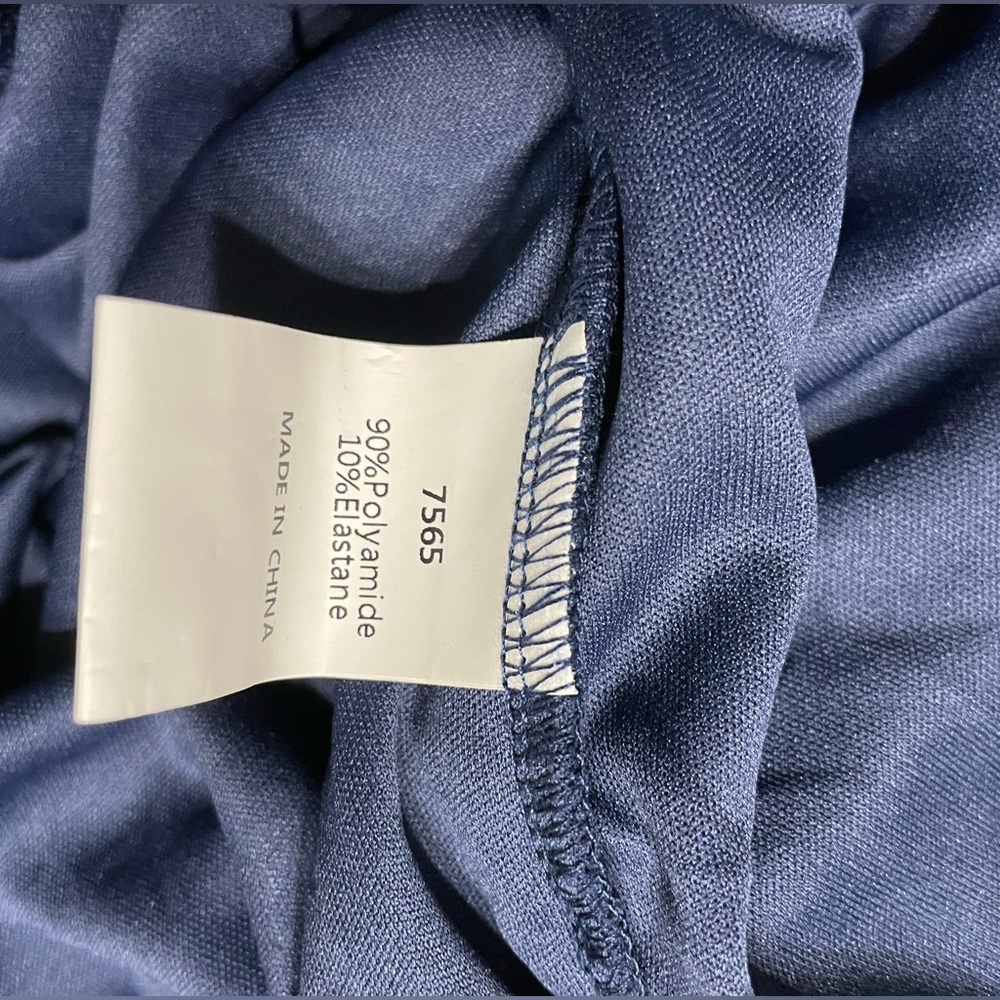 Elegant Navy One-Shoulder Dress PTP 19.5 inches to 21.5" - Picture 10 of 11